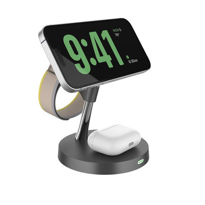 2025 T269D 磁気高速充電器 15W/10W/7.5W/5W 調整式支架 4 イン 1 ワイヤレス充電器
