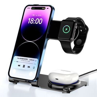 メタルワイヤレス 3イン1 充電台 PD/QC スタイリッシュ 高充電効率