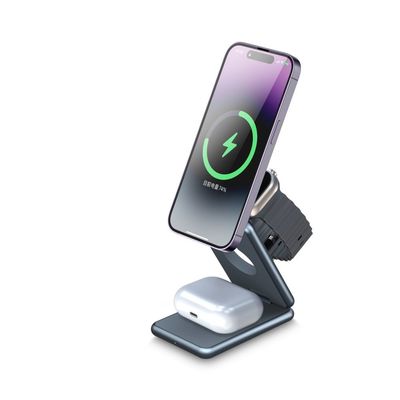 良い値段 2024 スマートウォッチ イヤホンと携帯電話用の折りたたみアルミ合金無線充電パッド オンライン