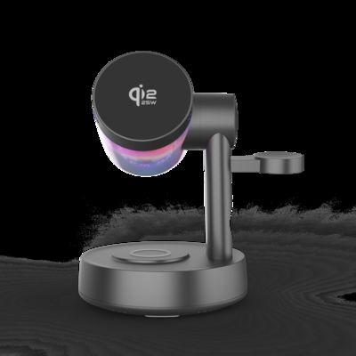 良い値段 Qi2.2 5 in 1 マグネット式ワイヤレス充電ステーション、iPhone、Androidフォン、Apple Watch、AirPods用Bluetoothスピーカー付き オンライン