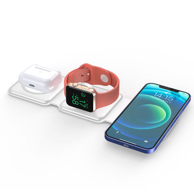 良い値段 15W Qi対応 ポータブル 3 In 1 ワイヤレス充電パッド 超電圧保護 - 黒/白 オンライン