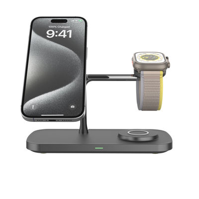 良い値段 スマートフォン イヤードウォッチ用の 15W パワー LED インディケーター付きのオールイン1 Qi 2 亜鉛合金無線充電器 オンライン