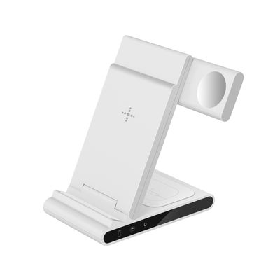 良い値段 スマートフォンのための10W折りたたみ可能な無線充電ステーション イヤボッド アップルウォッチ 過充電防止 白/黒 オンライン