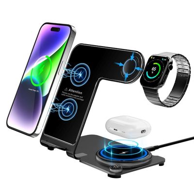良い値段 スタイリッシュな3イン1 アルミ合金 無線充電スタンド オンライン