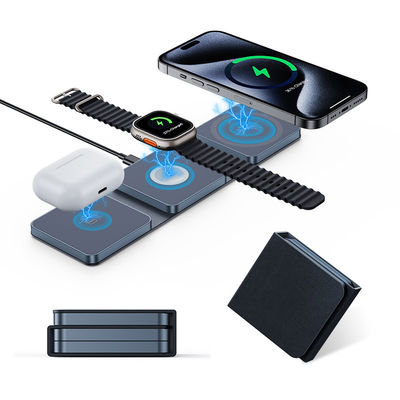 良い値段 ブルー コンパクト 折りたたむ 3 in 1 ワイヤレス トラベル 充電器 15W iPhone Airpods iWatch オンライン